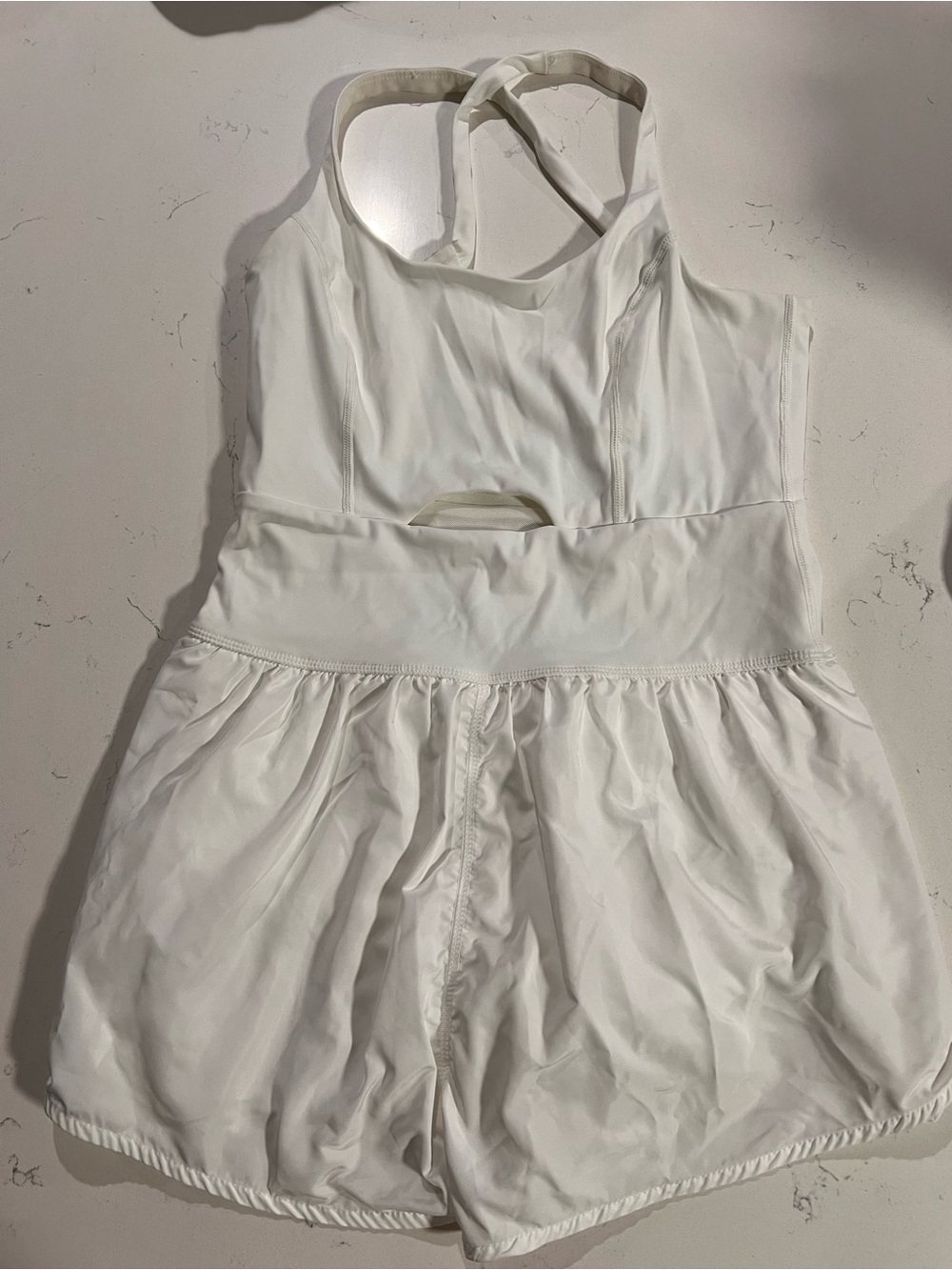 TCEC White Tennis Romper with Built-in Shorts